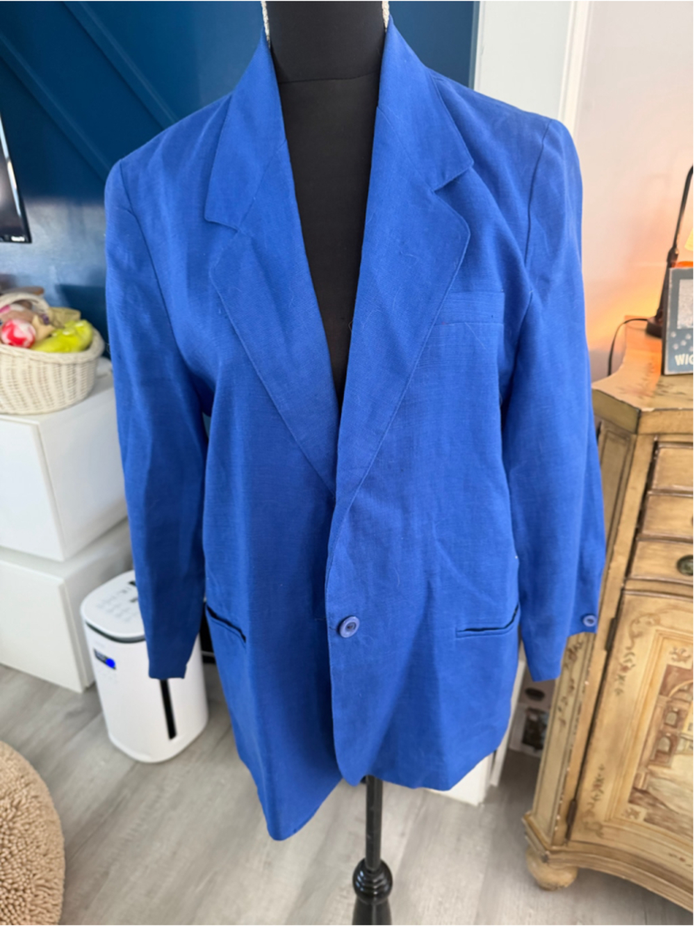 Women's Talbots Linen Blazer Jacket Size 10 Blue